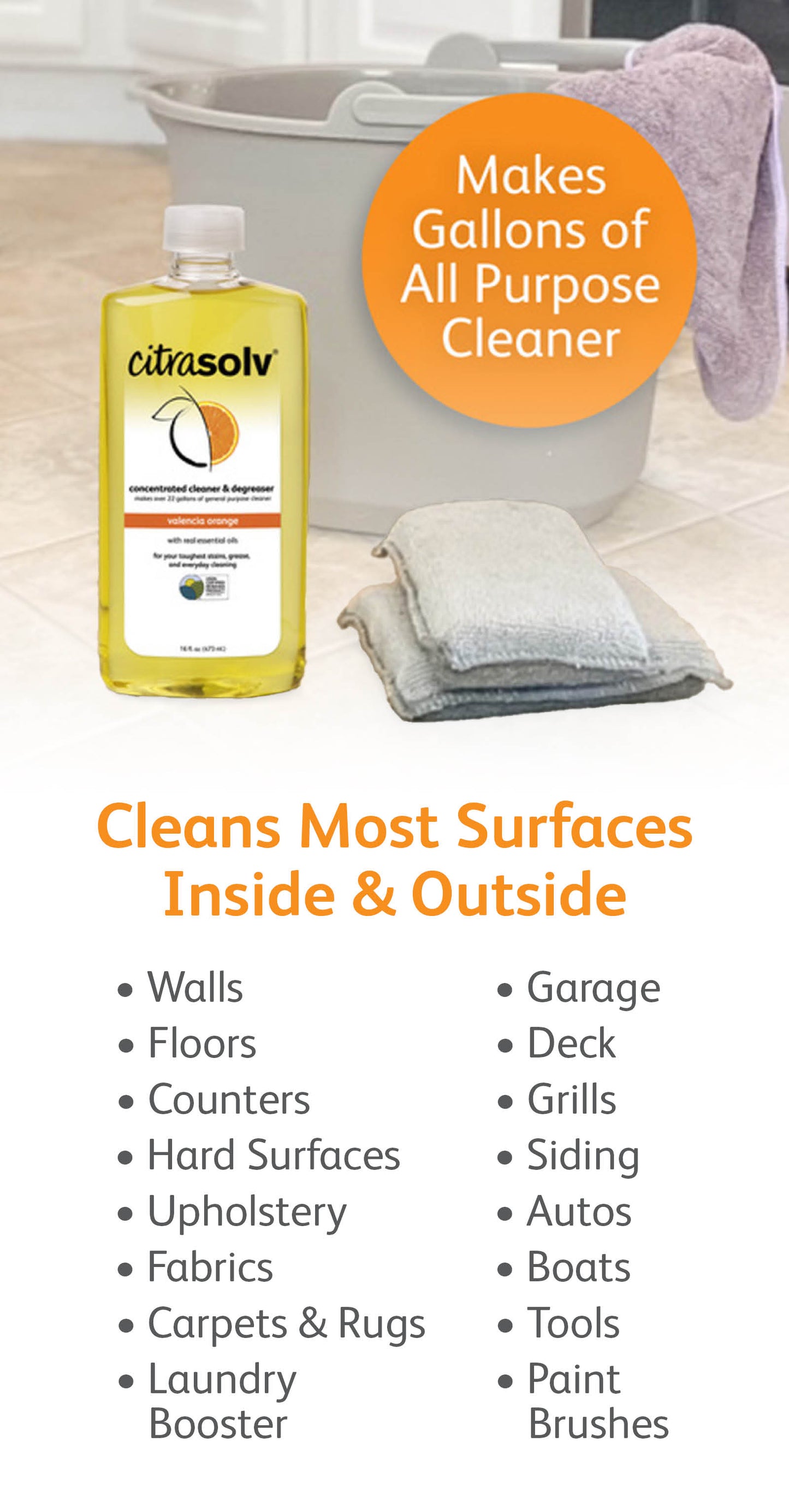 Citra Solv | Versatile Multipurpose Cleaner, Best Decal Remover, Good Car Decal Remover, Eco Plant-Based Cleaning Products, Quality Concrete Adhesive Remover, Heavy-Duty Grease Kitchen Cleaner, High-Performance Household Cleaner, Advanced Cleaning Household Drains,