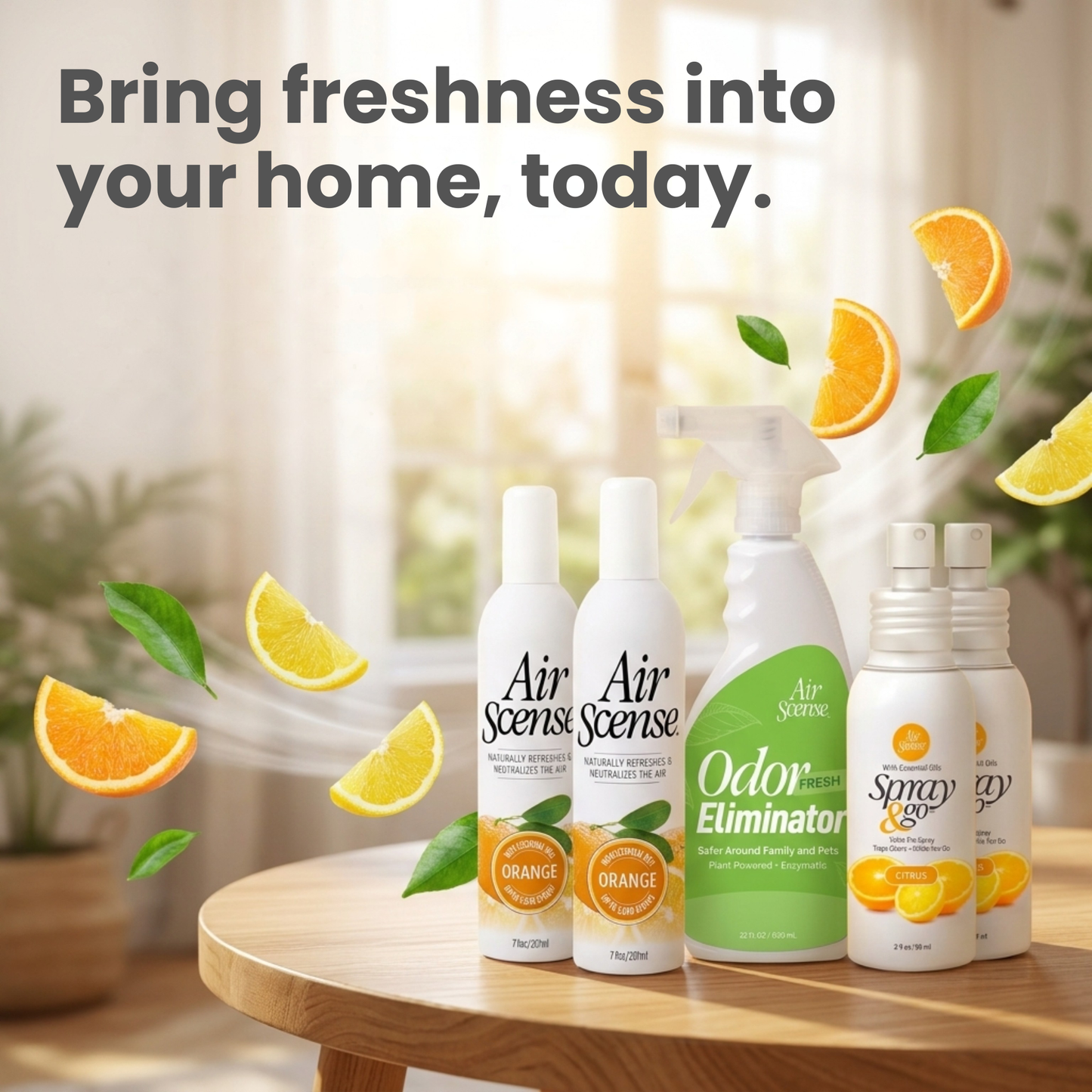 Air Scense Complete Air Care System Orange & Citrus – 2 Air Fresheners, 2 Toilet Pre‑Sprays, 1 Odor Eliminator