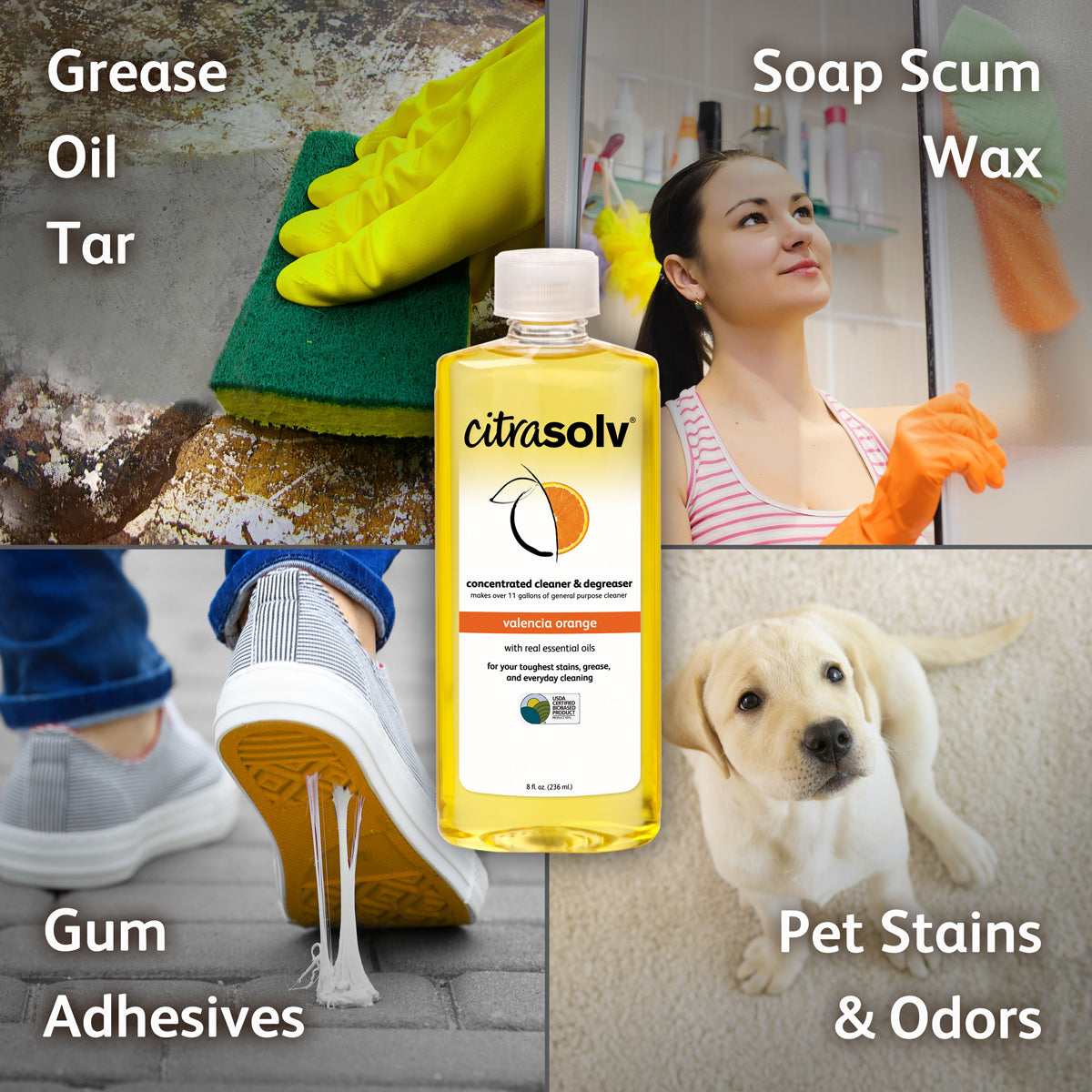 Citra Solv | Best Gum Adhesive Remover, Citrus Clean Degreaser, Heavy-Duty Oil Remover, Quality Tar Remover, Best Pet Stains & Odor Remover, Best Window Tint Adhesive Remover, Good Laundry Detergent, 