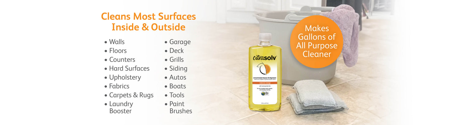 Citra Solv | Versatile Multipurpose Cleaner, Best Decal Remover, Good Car Decal Remover, Eco Plant-Based Cleaning Products, Quality Concrete Adhesive Remover, Heavy-Duty Grease Kitchen Cleaner, High-Performance Household Cleaner, Advanced Cleaning Household Drains, 